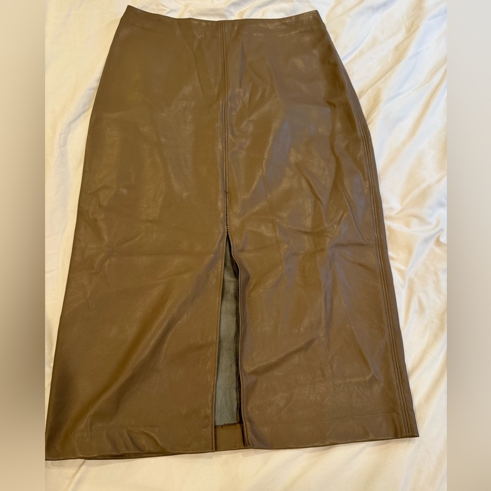 GAP Brown Faux Leather Long Skirt